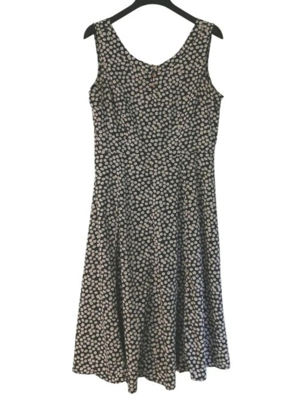 Sostanza Size XL Dress Navy Blue Cream Prairie Flower Print Sleeveless Flair